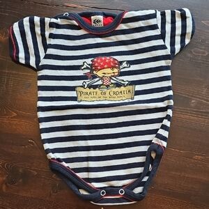 Pirate of Croatia Navy and White Striped Onsie